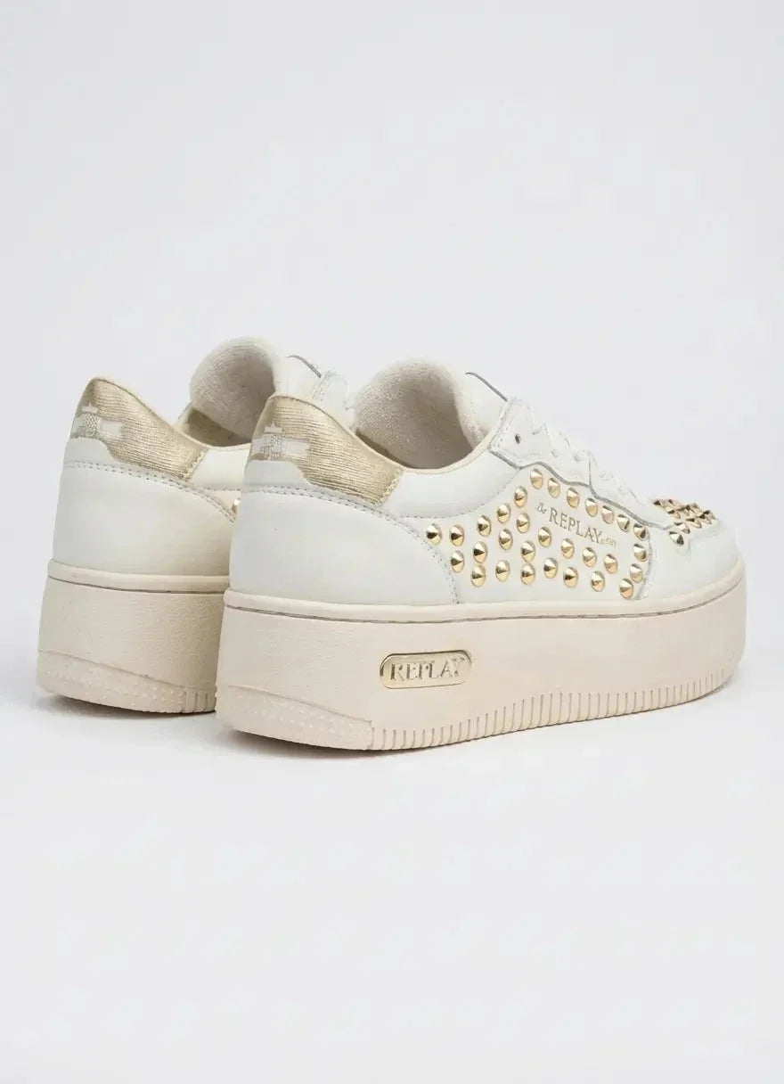 Replay Epic High Studs Off Wht Platinum Sneakers - view 3