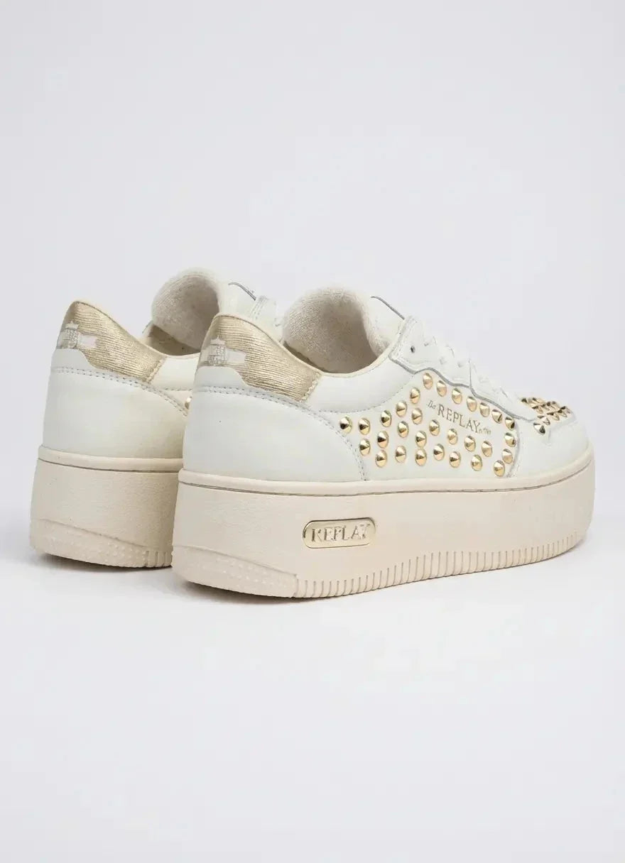 Replay Epic High Studs Off Wht Platinum Sneakers - view 6