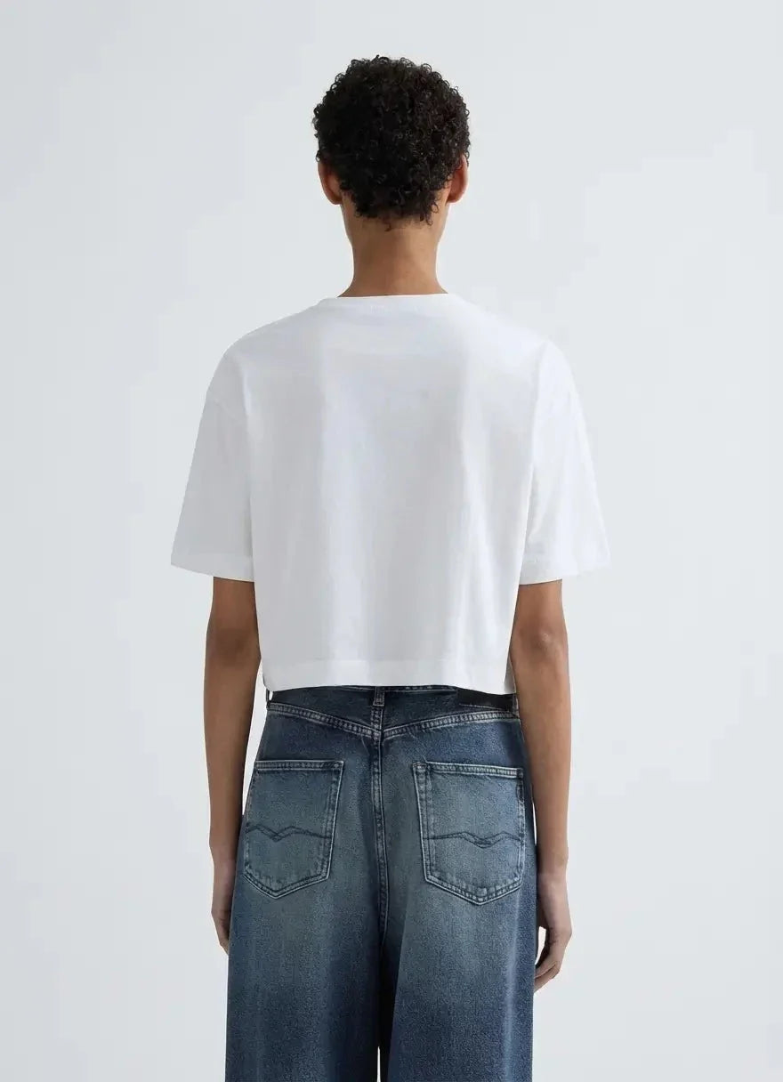 Replay Gold Trim Centre Logo Off White T-Shirt - view 2