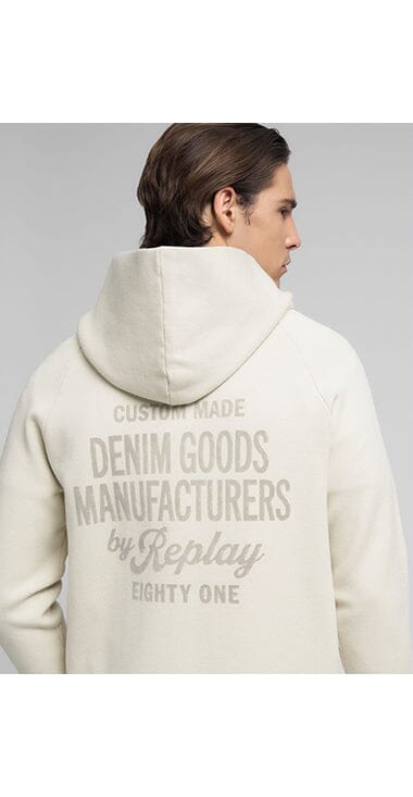 Replay Heavyweight Zipup Snow White Hoodie - view 5