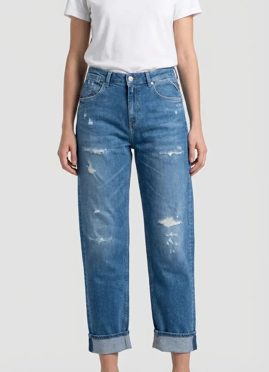 Replay Ladies Marty Boyfriend Ripped Jeans