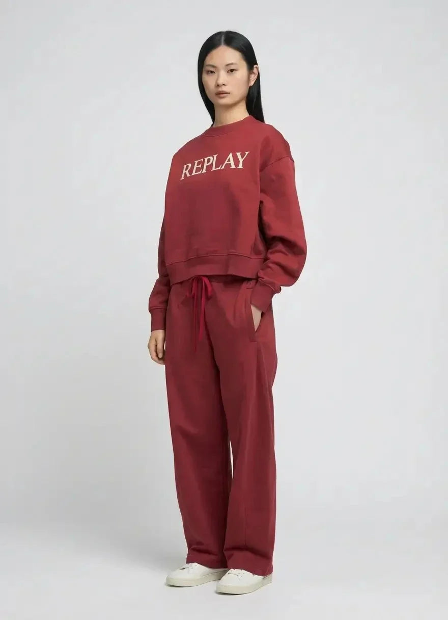 Replay Large Font Wine Red Sweatshirt