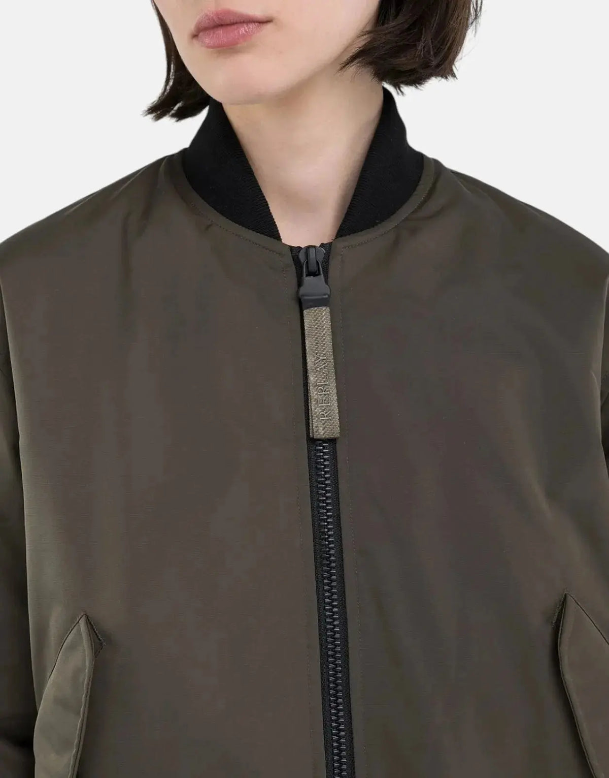 Replay Mud Green Bomber Jacket - view 3