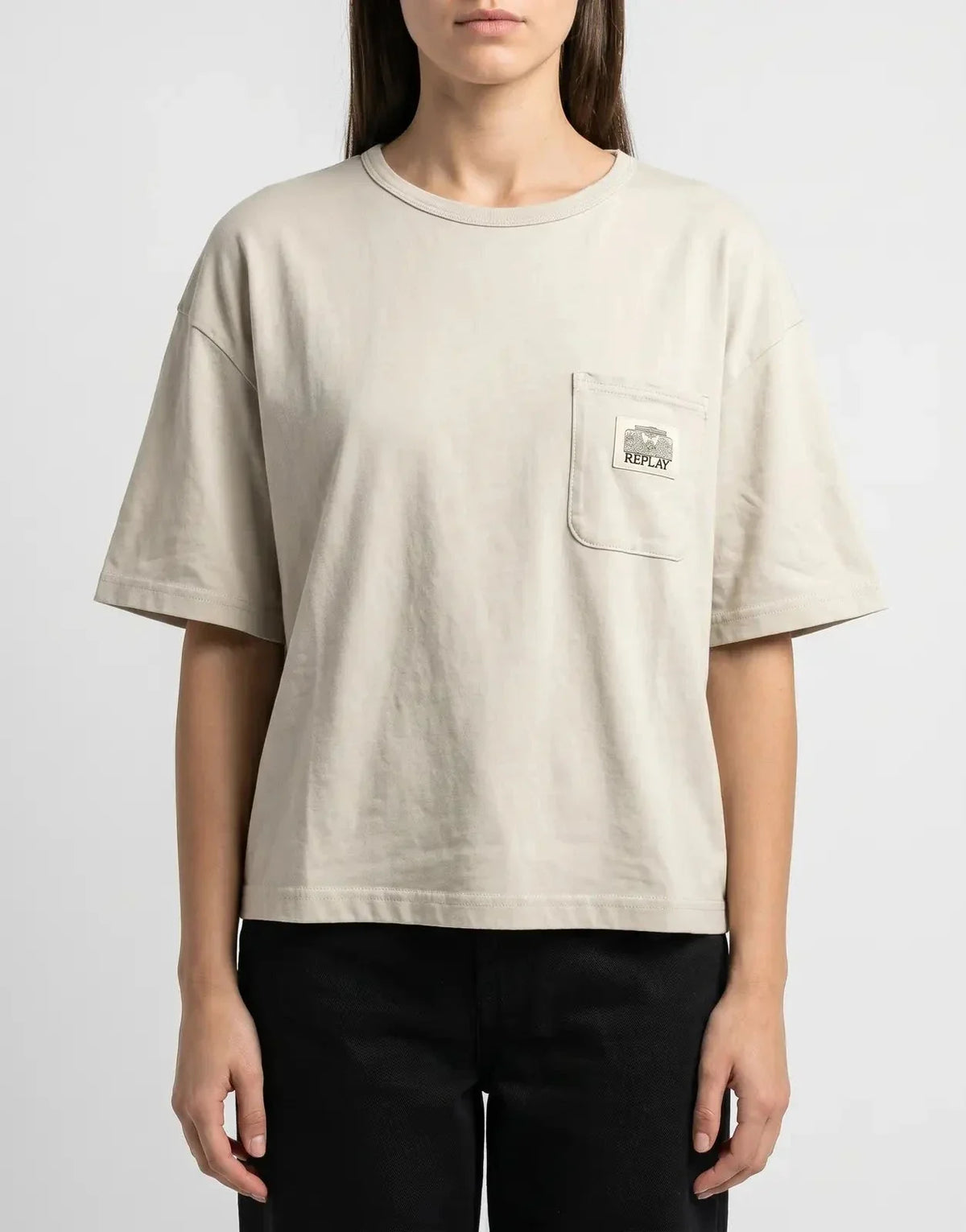 Replay Pocket Badge Brown Rice T-Shirt