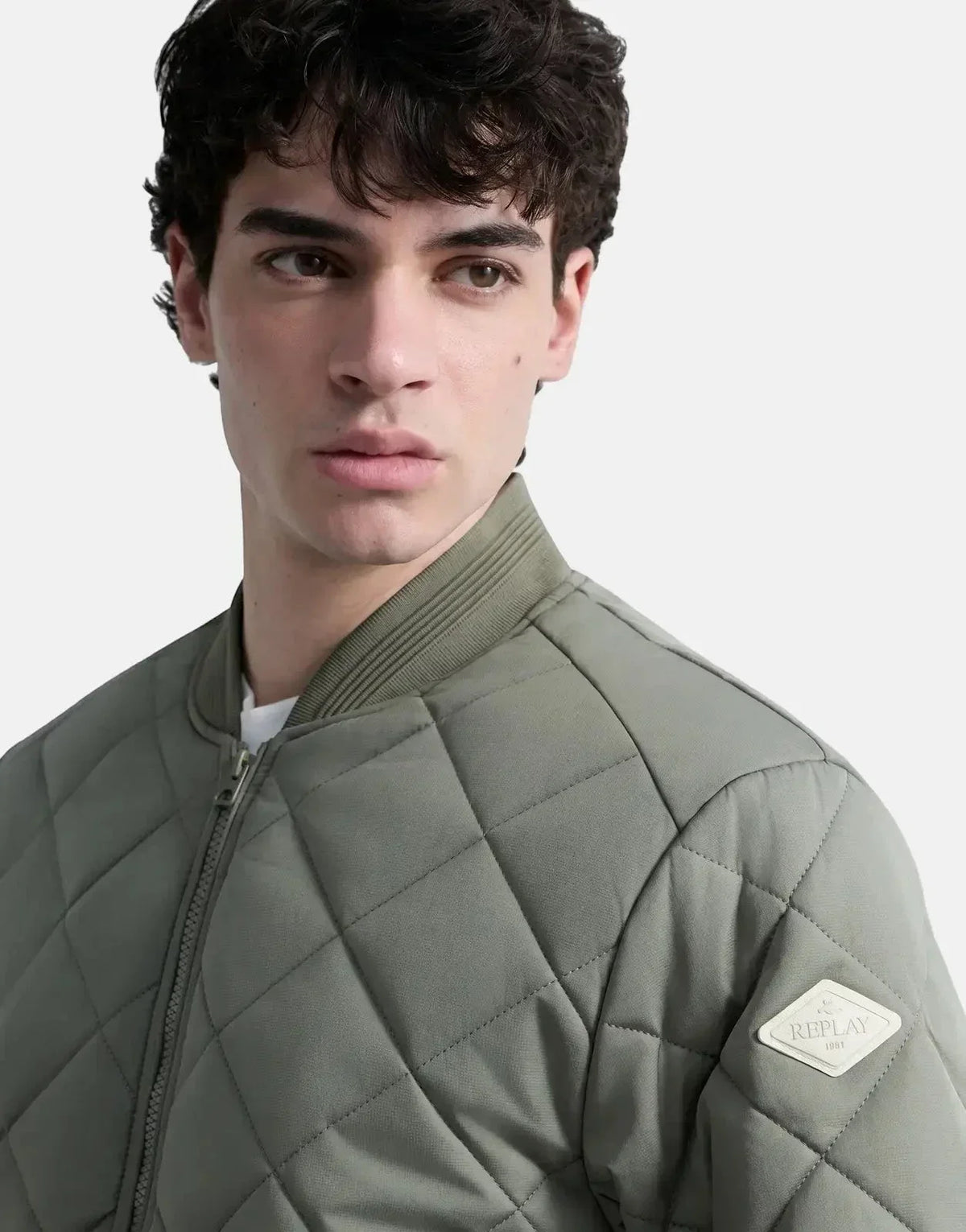 Replay Quilted Mud Green Jacket - view 3