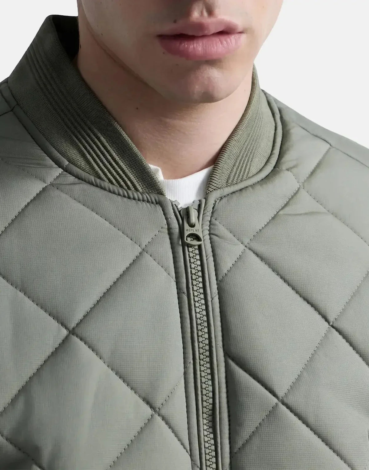 Replay Quilted Mud Green Jacket - view 4