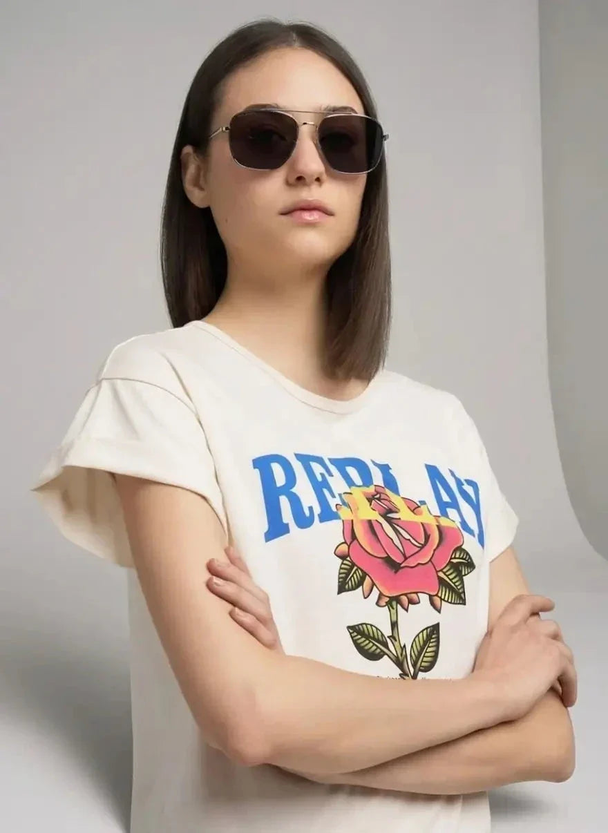 Replay Rose Winter White T-Shirt - view 3