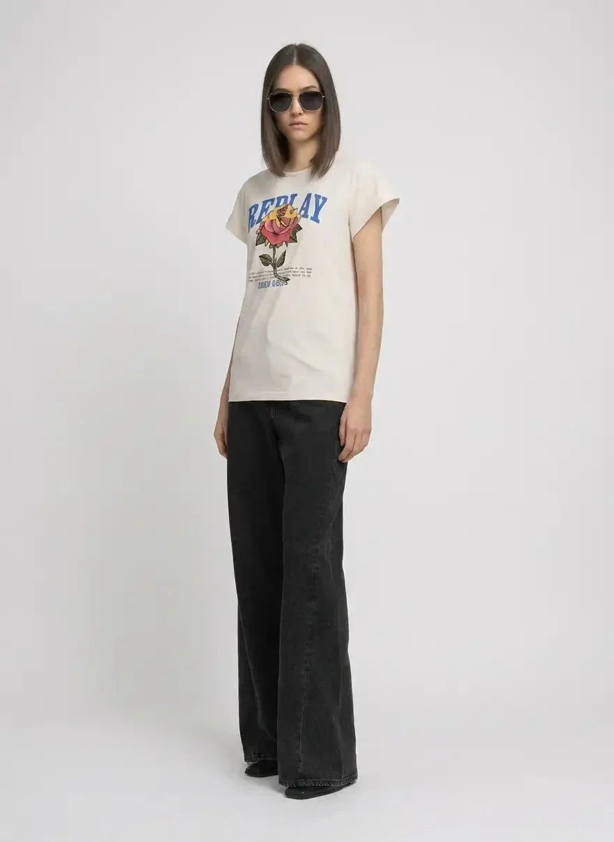 Replay Rose Winter White T-Shirt - view 4