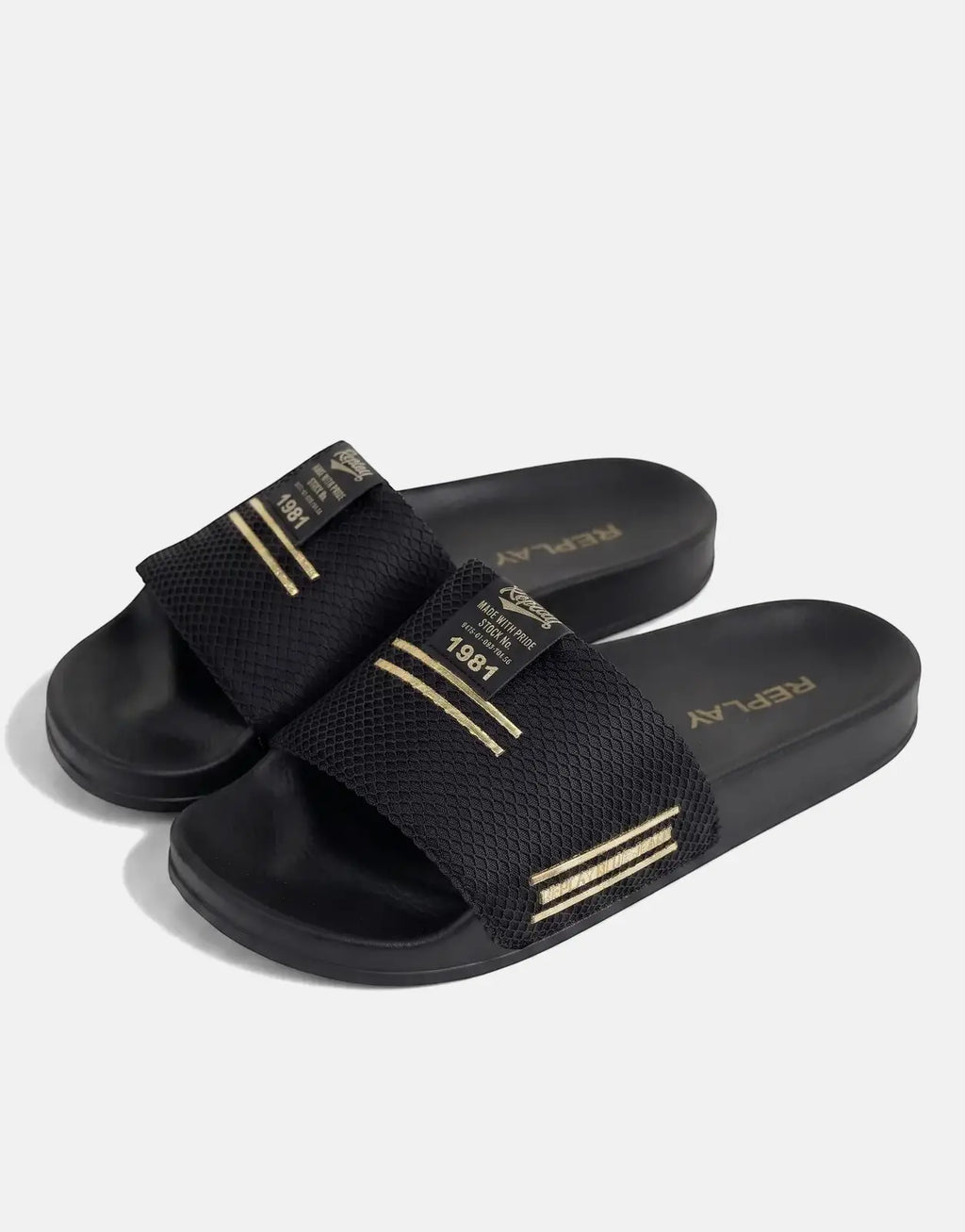 Replay Up Trap Black/Platino Slides - view 2