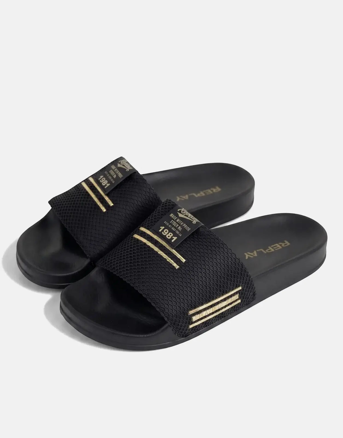 Replay Up Trap Black/Platino Slides - view 2