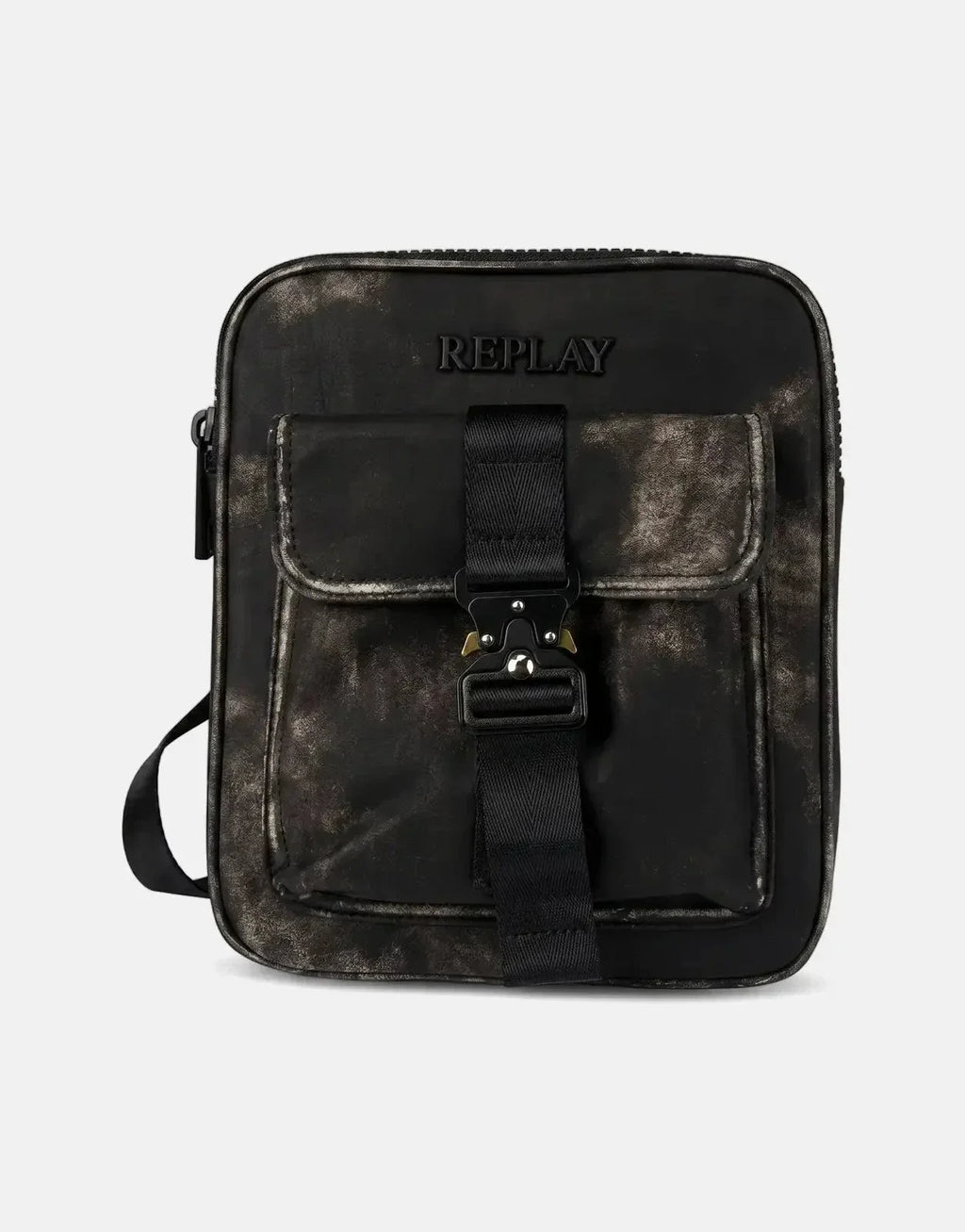 Replay Worn Leather Washed Black Bag