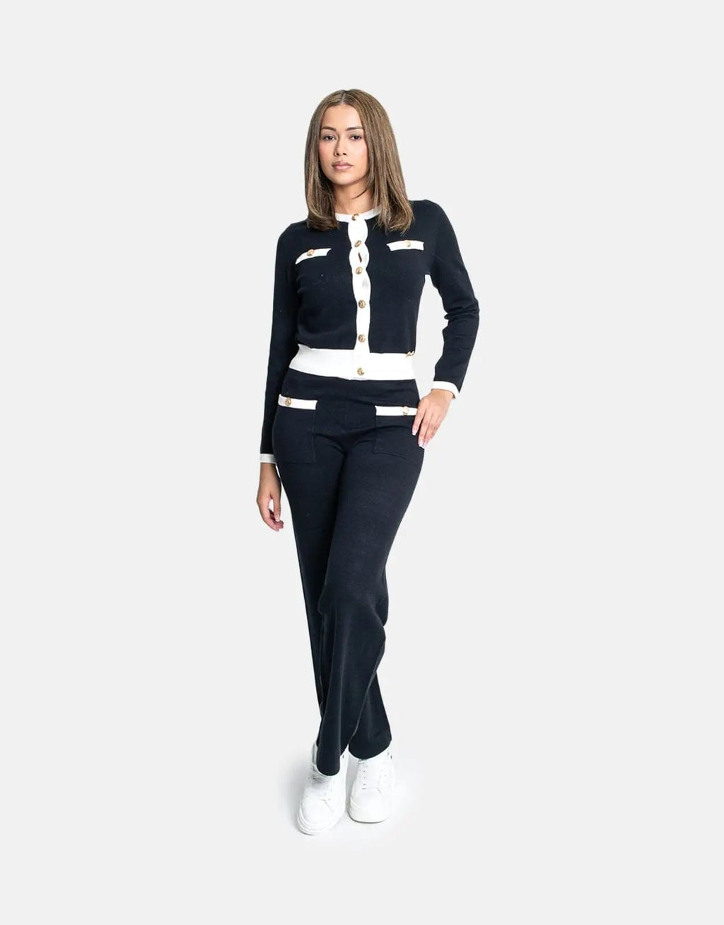 Sissy Boy Basic Contrasted Knit White/Black Cardigan - view 4