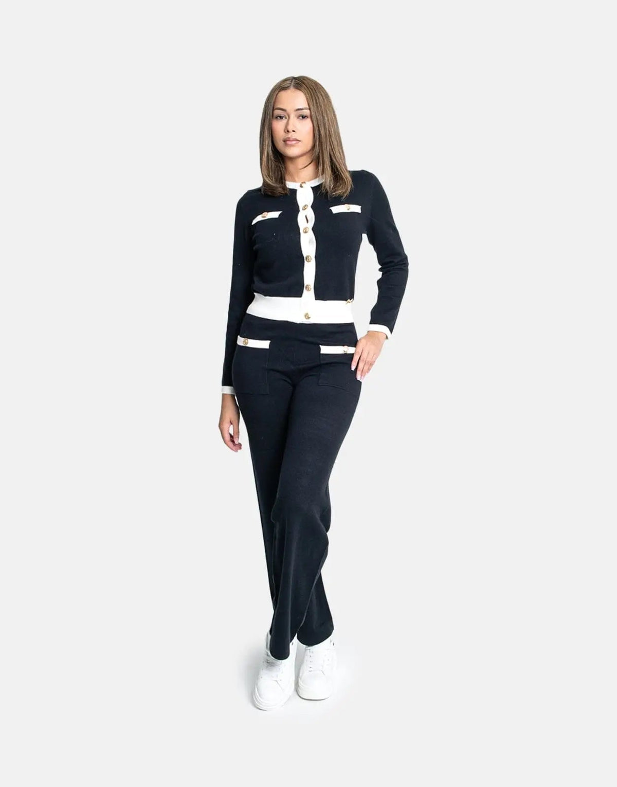 Sissy Boy Basic Contrasted Knit White/Black Cardigan - view 4