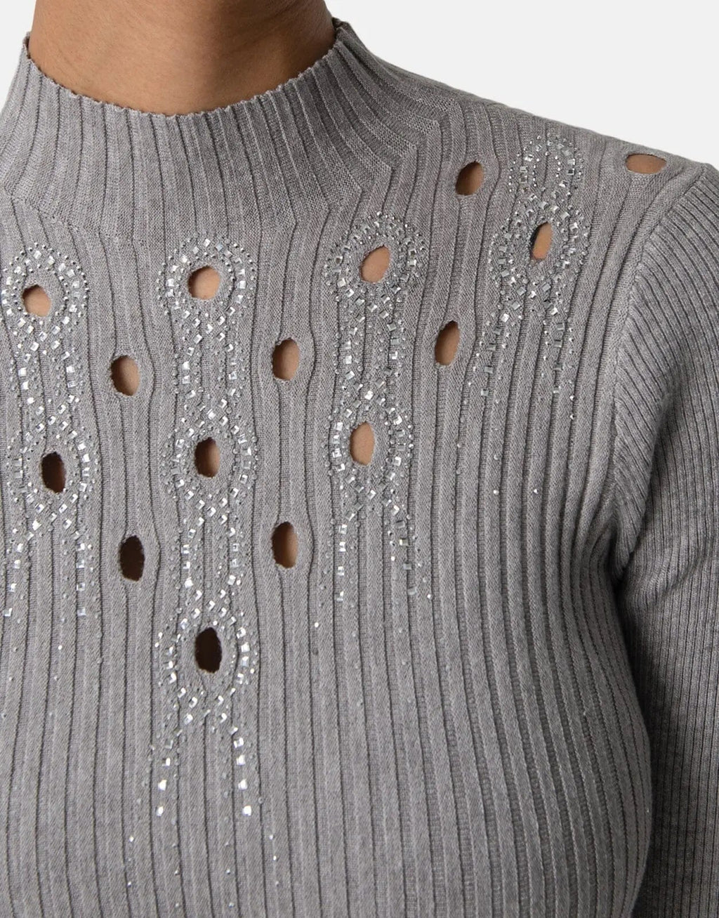 Sissy Boy Bling Open Work Detail Knit Top - view 2