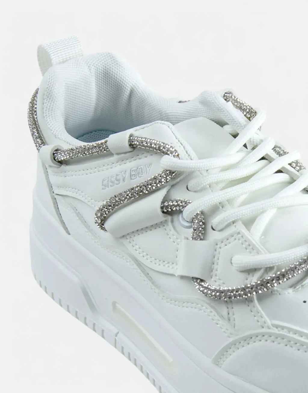 Sissy Boy Chunky White Diamante Band Sneakers - view 5