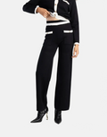 Sissy Boy Contrasted Wide-Leg Knit White/Black Pants