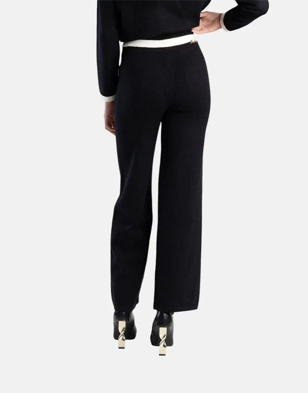 Sissy Boy Contrasted Wide-Leg Knit White/Black Pants - view 3