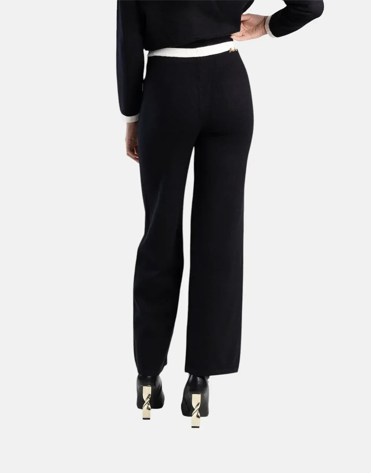 Sissy Boy Contrasted Wide-Leg Knit White/Black Pants - view 3