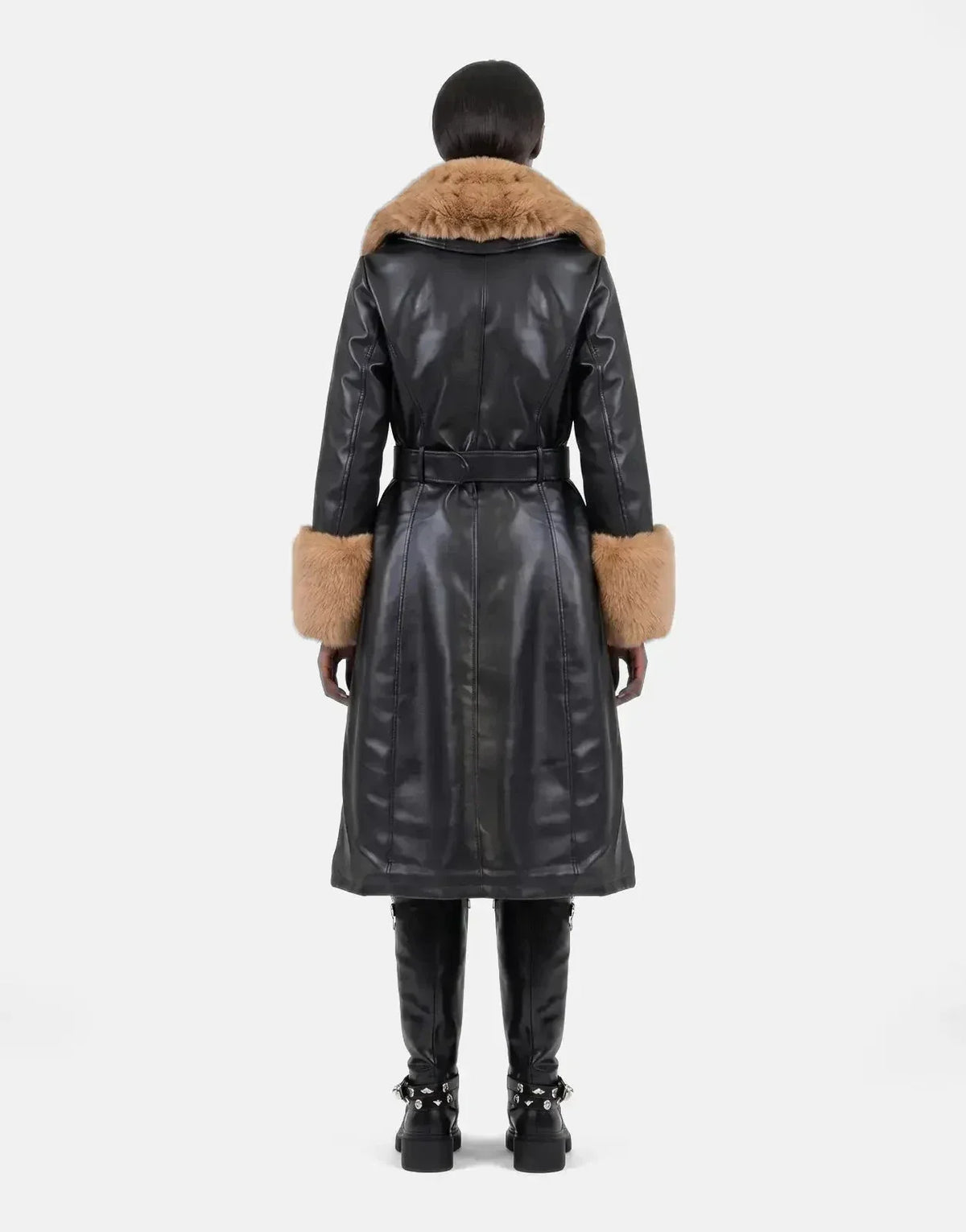 Sissy Boy Deal Breaker Faux Fur-Trimmed Black/Brown Coat - view 2