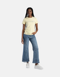 Sissy Boy Flower Embroidery Bling Logo Pale Yellow Top
