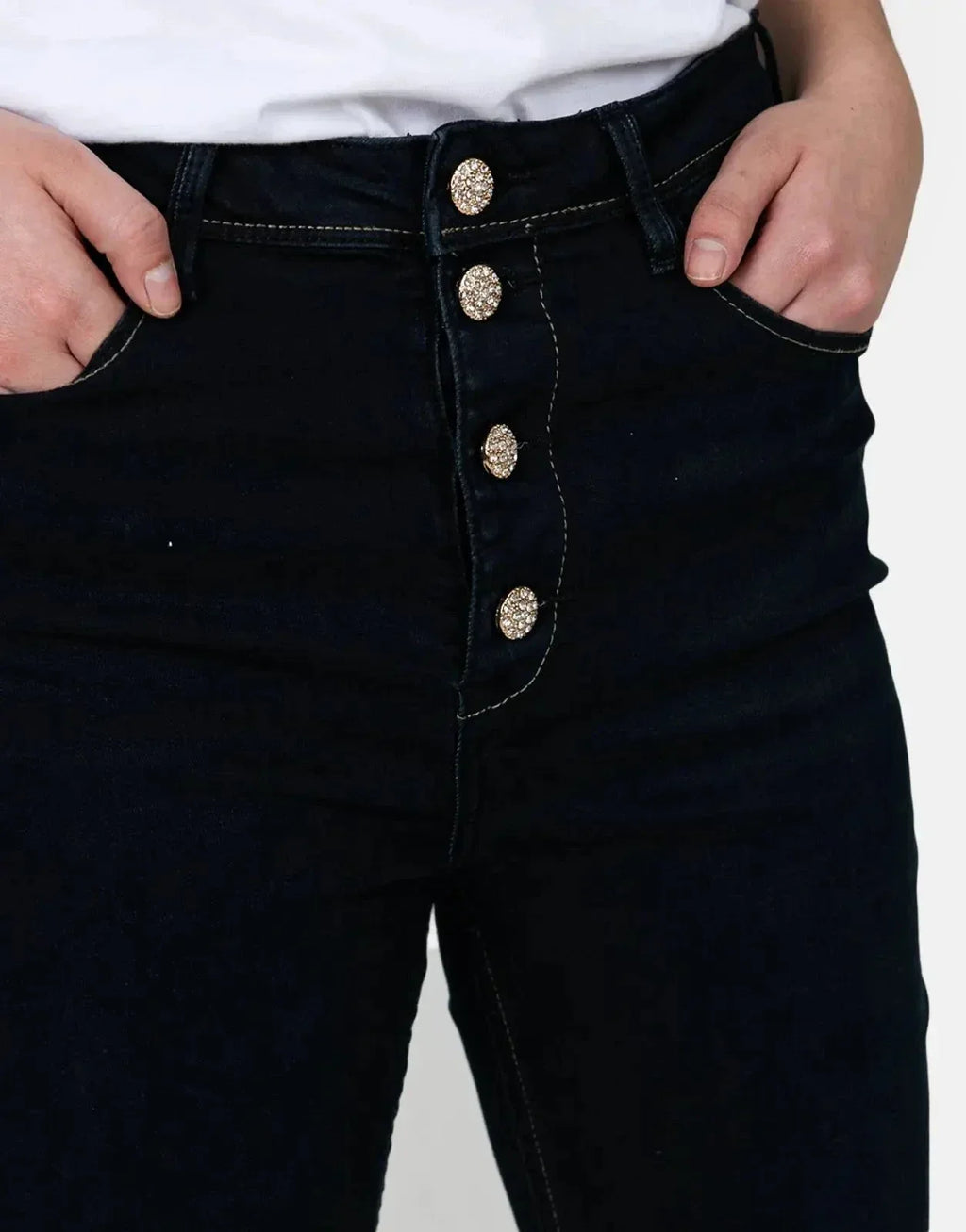 Sissy Boy High Waist Skinny With Exposed Buttons - view 4