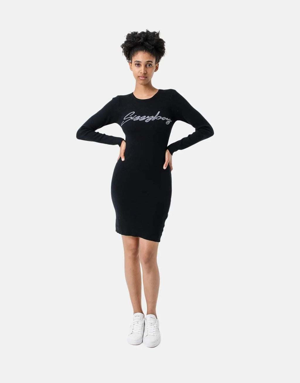 Sissy Boy Knitted Bling Logo Dress Black