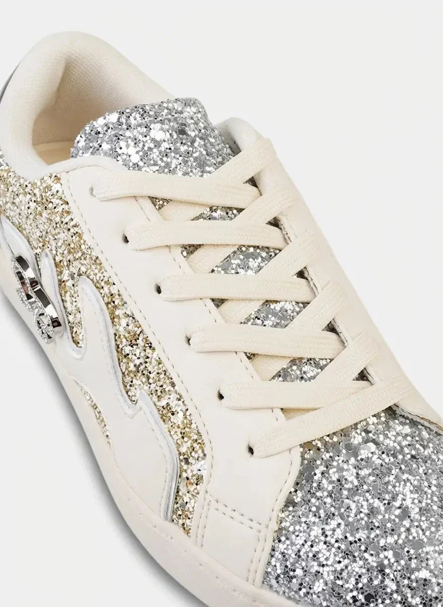 Sissy Boy Marguerite All Over Glitter Cream Sneakers - view 4