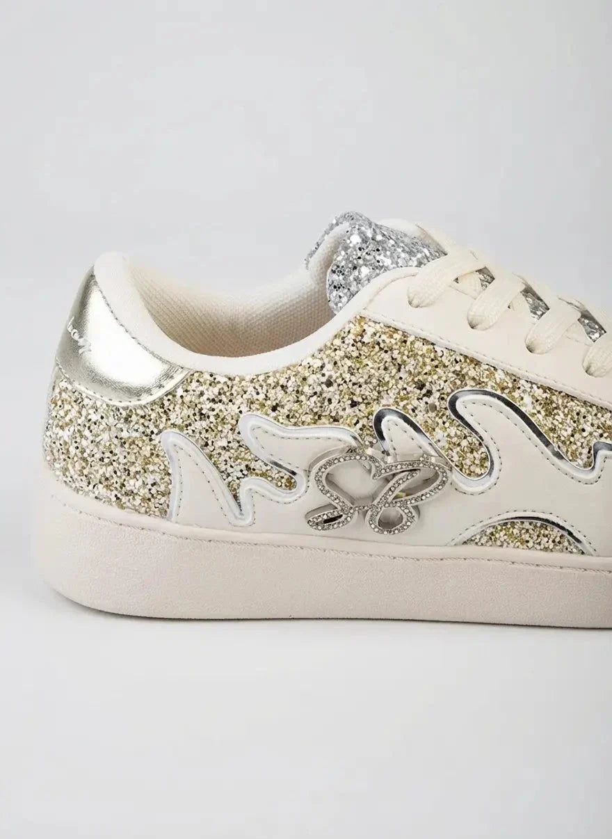 Sissy Boy Marguerite All Over Glitter Cream Sneakers - view 5