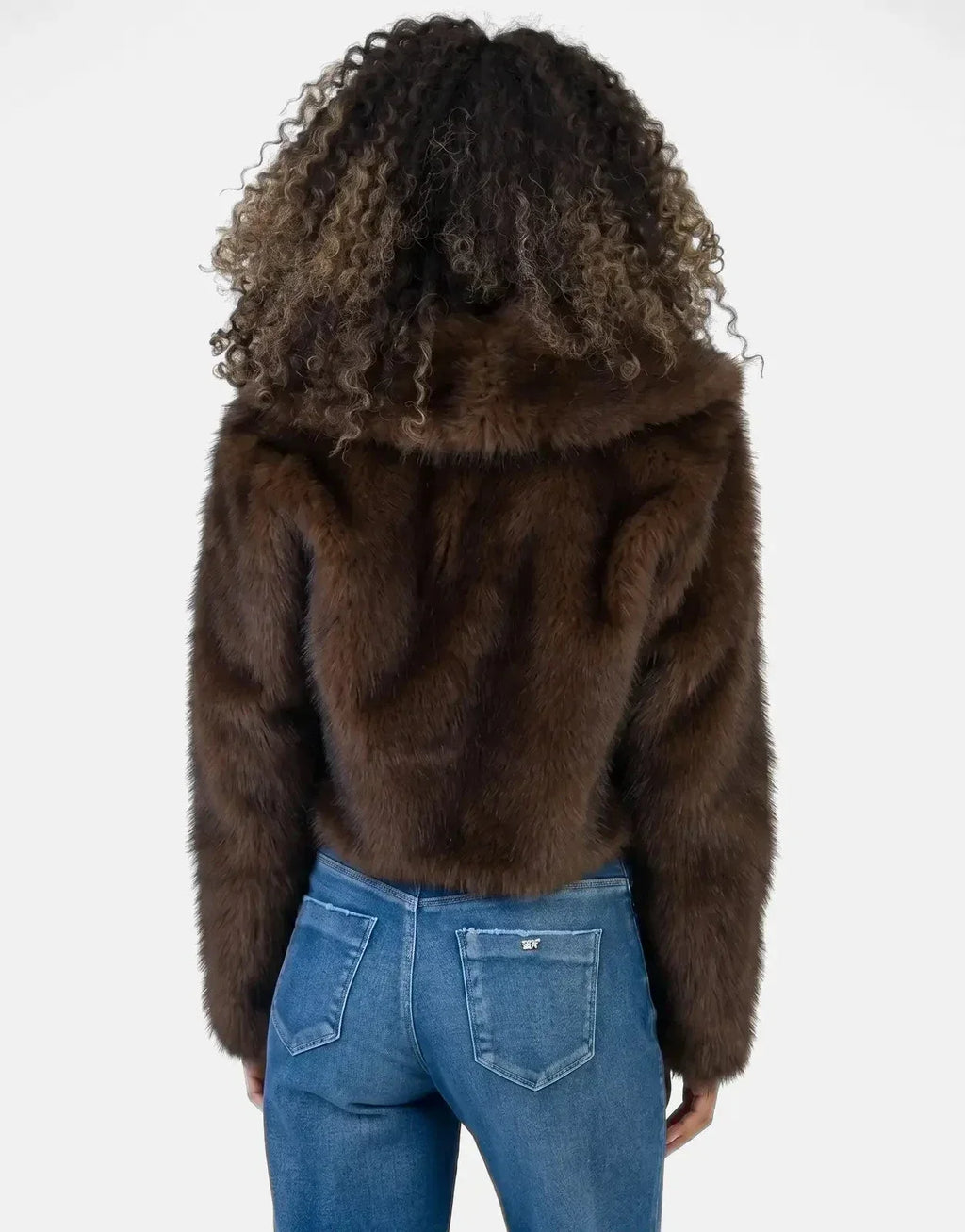 Sissy Boy Needing Me Faux Fur Cropped Brown Jacket - view 3
