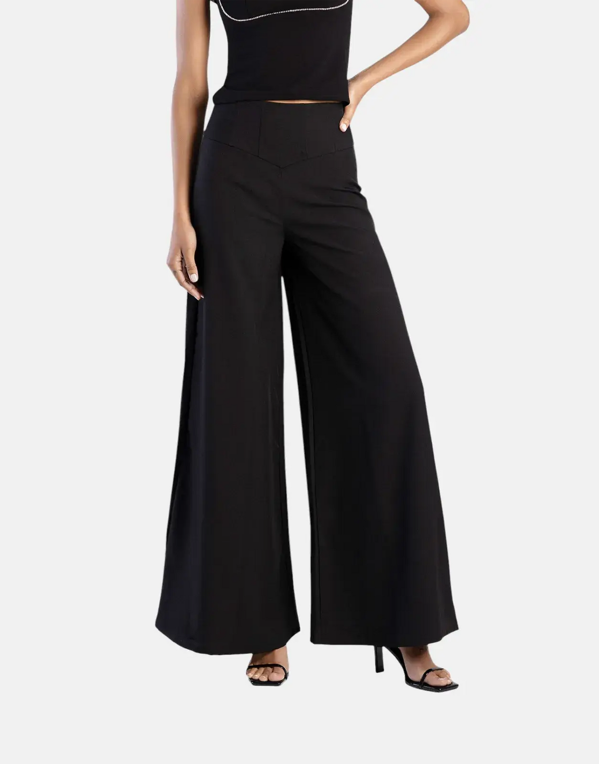 Sissy Boy Wide Leg Palazzo Black Trousers