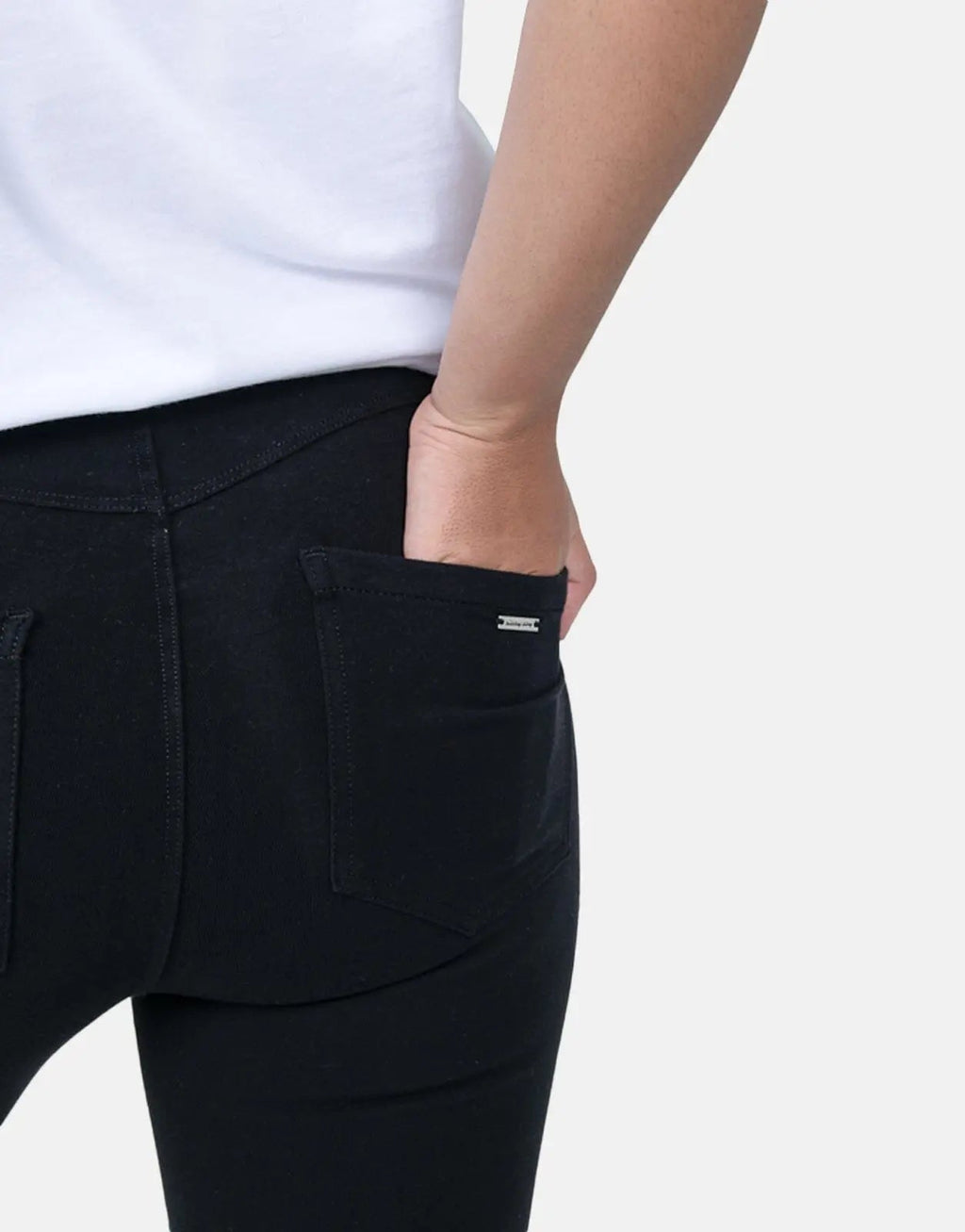 Sissy Boy Zip Knit High Waisted Black Denim Bootleg Jeans - view 3