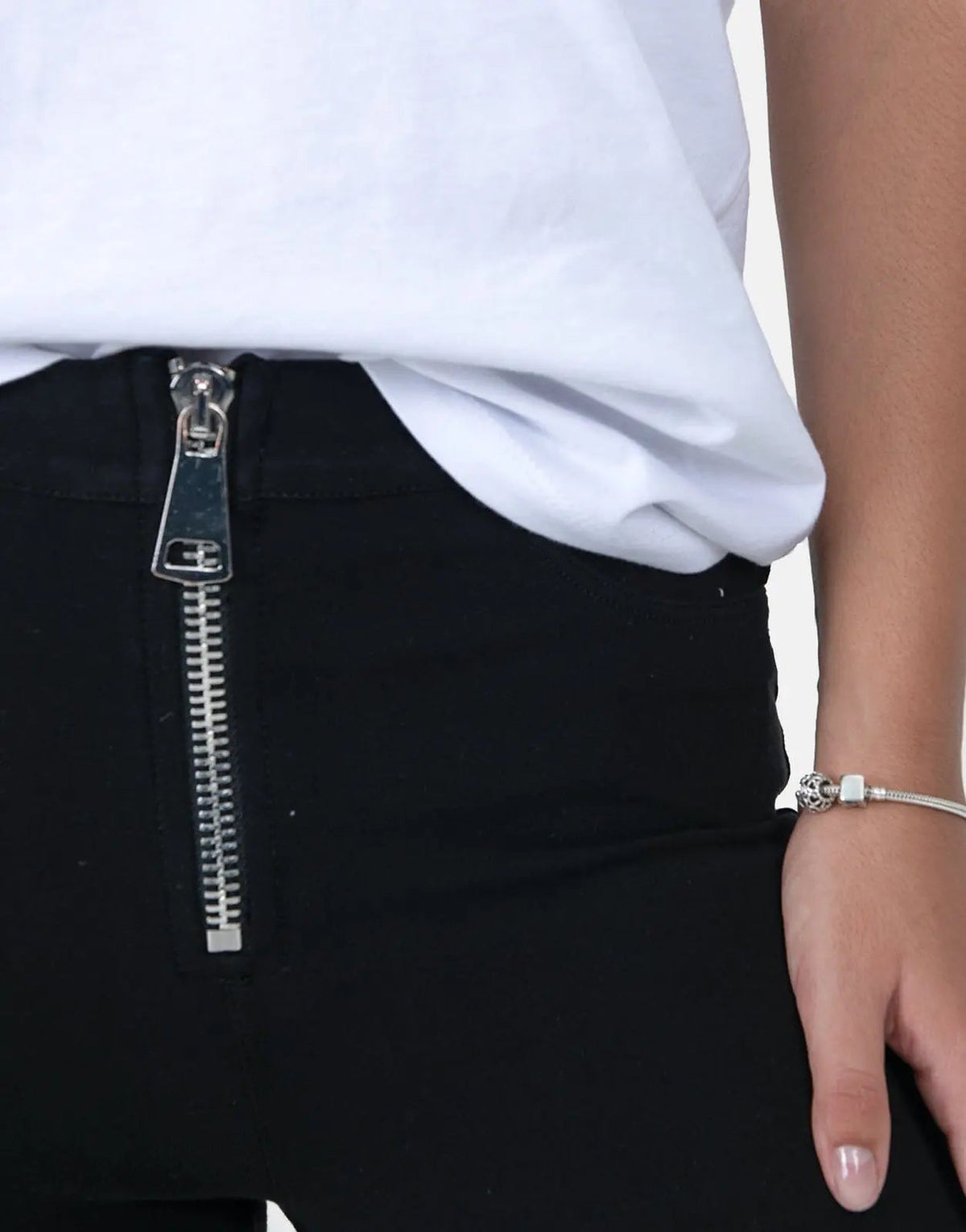 Sissy Boy Zip Knit High Waisted Black Denim Bootleg Jeans - view 4