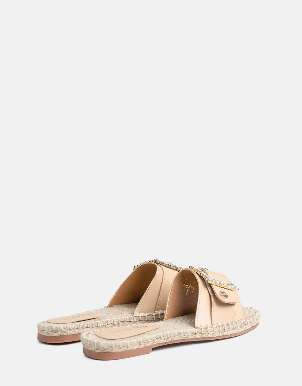 Sissy Boy Flat Espadrille Sandal Bling Buckle Beige - view 3