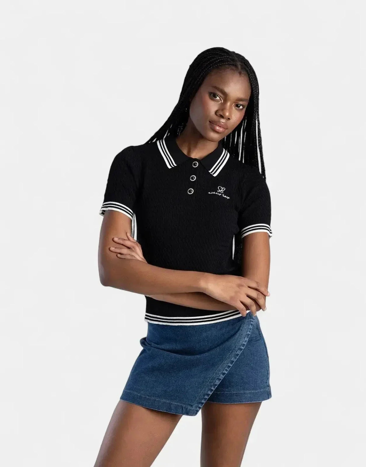 Sissy Boy Knit Logo Black Polo Shirt