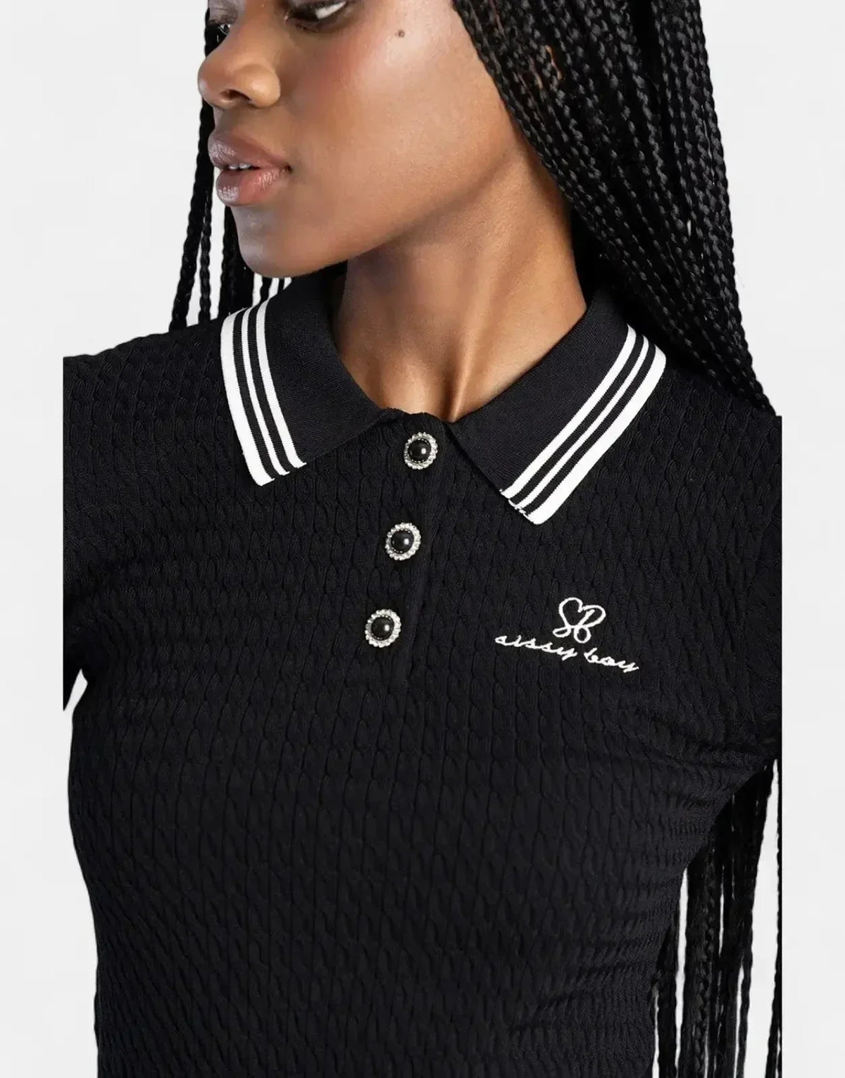 Sissy Boy Knit Logo Black Polo Shirt - view 3