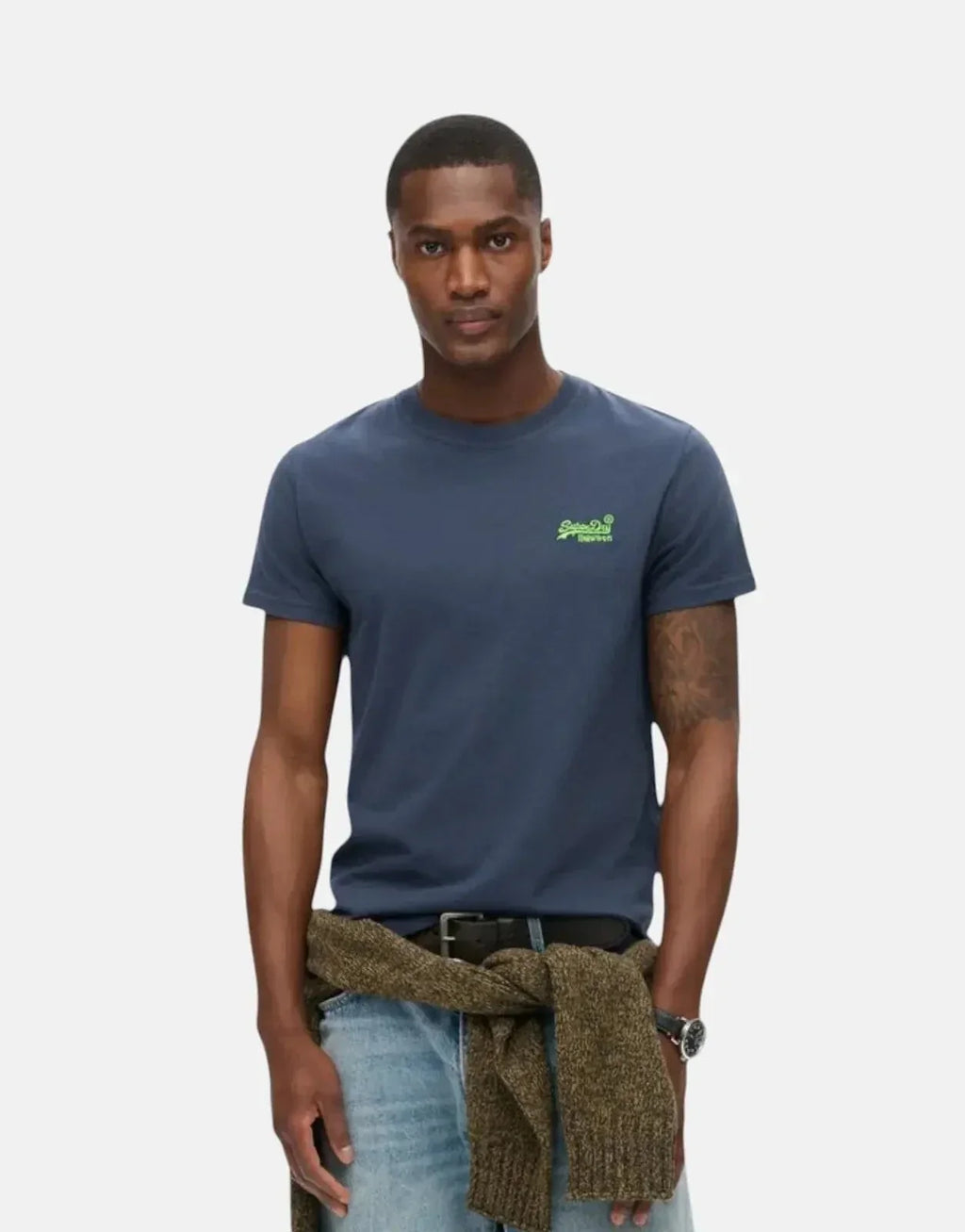 Superdry Essential Logo EMB Navy/Fluro T-Shirt