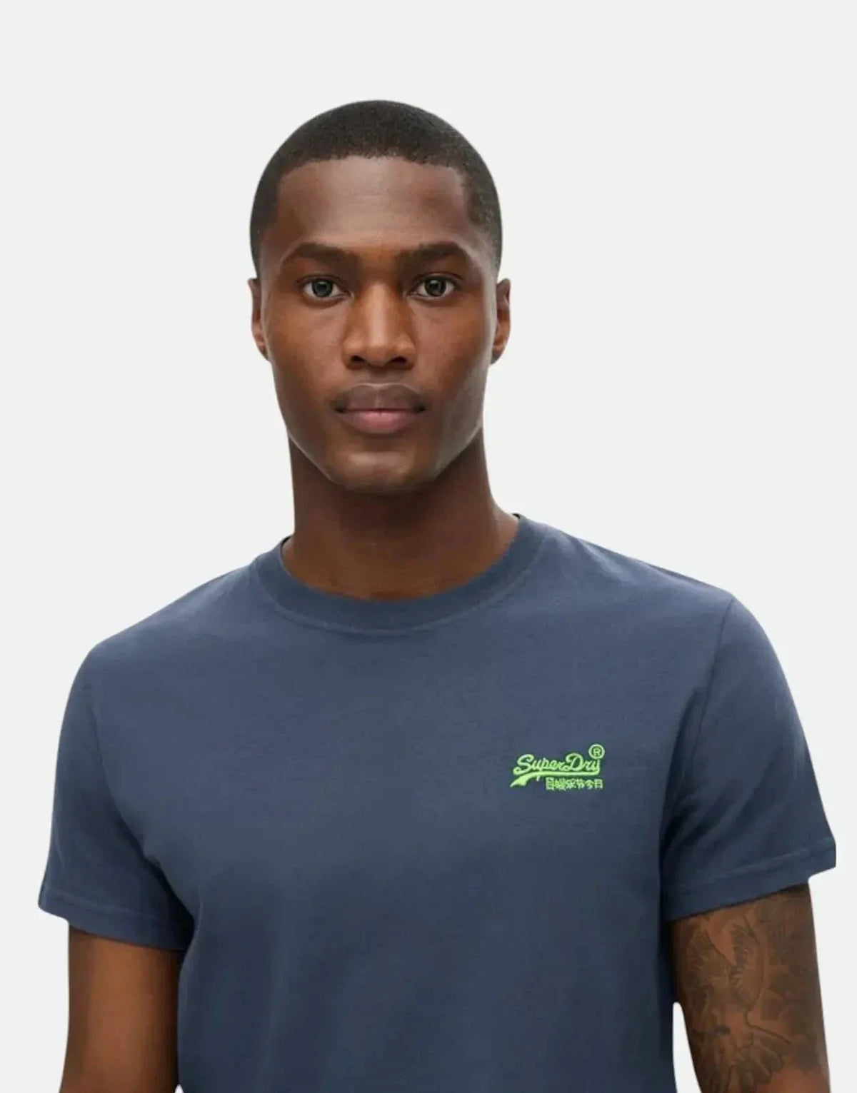 Superdry Essential Logo EMB Navy/Fluro T-Shirt - view 3