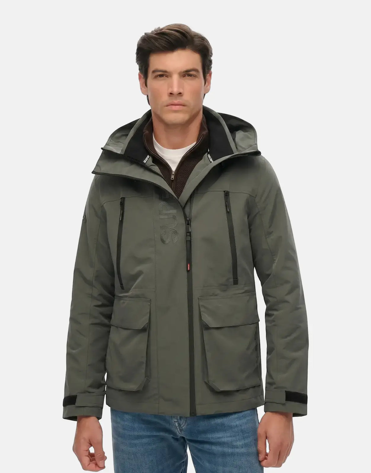 Superdry Hood Ultimate Dark Dull Charcoal Windbreaker