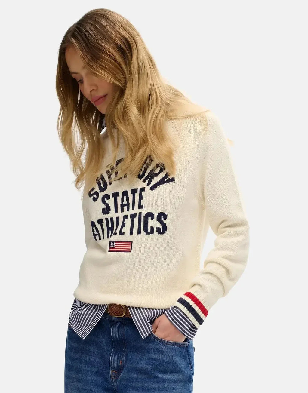 Superdry Slouchy Intarsia Graphic Desert Bone Offwhite Knitwear - view 5
