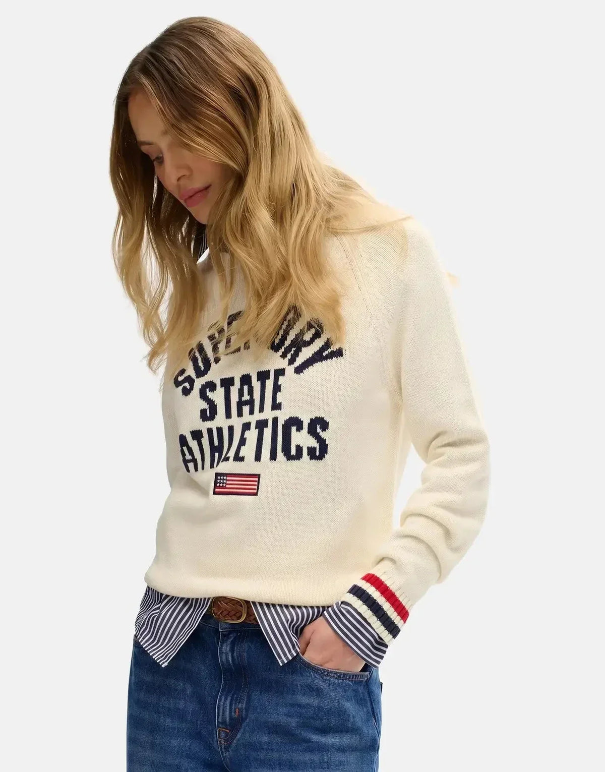 Superdry Slouchy Intarsia Graphic Desert Bone Offwhite Knitwear - view 5