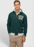 Superdry Vintage Athletic Zip Henley Eagle Green Sweatshirt
