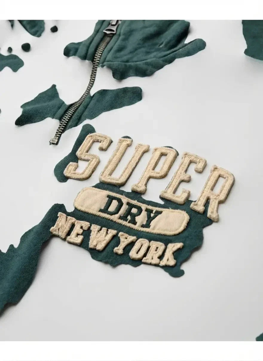Superdry Vintage Athletic Zip Henley Eagle Green Sweatshirt - view 4