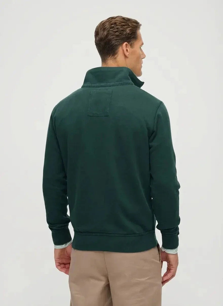 Superdry Vintage Athletic Zip Henley Eagle Green Sweatshirt - view 5