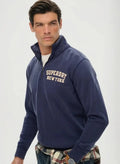 Superdry Vintage Athletic Zip Henley Lauren Navy Sweatshirt