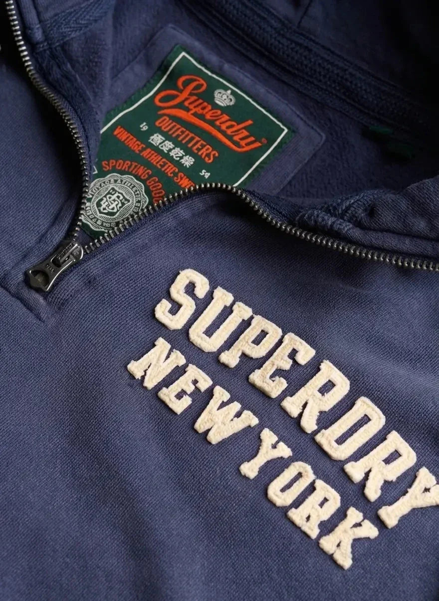 Superdry Vintage Athletic Zip Henley Lauren Navy Sweatshirt - view 4