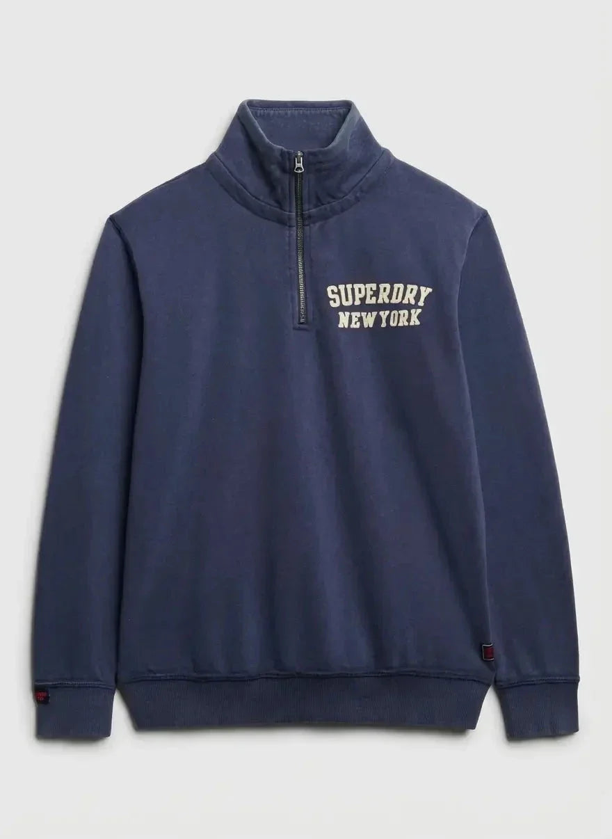 Superdry Vintage Athletic Zip Henley Lauren Navy Sweatshirt - view 5